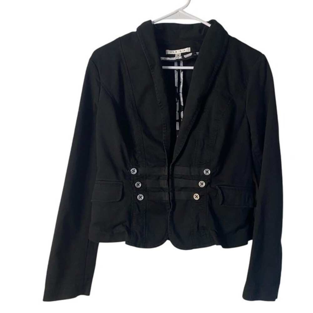Cabi Blazer Jacket Black Fitted Military Style Button Up Career Casual SZ 8
